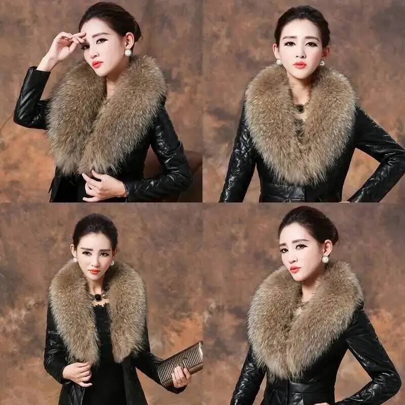 Natural Raccoon Fur Collar Rea - огляд і ціна Shawl Wrap Winter
